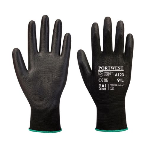 Portwest PU Palm Glove Latex Free - Full Carton (144) Black Black